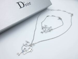 【美品】2点set Christian Dior ネックレス ブレスレット ロゴ クリスチャン ディオール ヴィンテージ アクセサリー レディース mb-5-32x