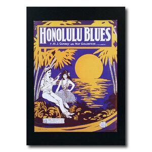 ハワイアンポスター フラガールシリーズ F-132 「HONOLULU BLUES」 サイズ：28.5×21.5cm