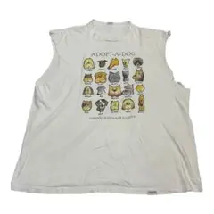 90s crazy shirts Tシャツ　犬T　カットオフ　ホワイト　XL表記