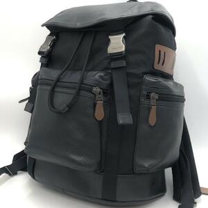 1円～【極美品】COACH コーチ リュックサック パフォレイテッド レザー ミックスドマテリアル ブラック ナイロン A4＆PC メンズ 通勤通学