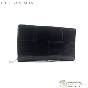 ボッテガ ヴェネタ （BOTTEGA VENETA） イントレチャート カセット ジップアラウンドウォレット 長財布 690945 ブラック（新品）