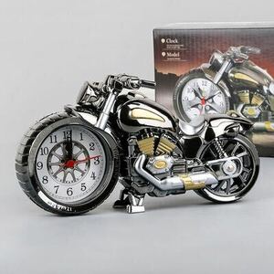 ☆送料700円☆ ブラックゴールド 目覚まし時計 バイク形 置き時計 おしゃれ ギフト 卓上時計
