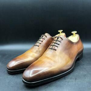 M2816 良品 MAGNANNI マグナーニ レザー ビジネス ドレス シューズ ホールカット メンズ 41/25.5cm ブラウン 茶 革靴 