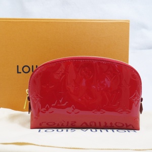 USED良品 Louis Vuitton ルイヴィトン M90172 ポシェット・コスメティック モノグラム ヴェルニ レッド ポーチ SR1129 保存袋/外箱付