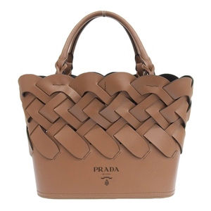 プラダ PRADA トートバッグ レザー ブラウン/ブラック 1BG317 中古 新入荷 OB1677