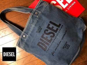 ●DIESEL ディーゼル ヘヴィキャンバス 加工 2way デニムブルー ショルダー トートバッグ メンズ レディース ロゴ 即納 即決 55DSL●408