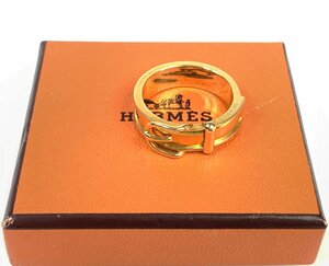 エルメス　HERME　ブックルセリエ　ベルトモチーフ　スカーフリング　指輪サイズ20号　ゴールドカラー　YAS-5887
