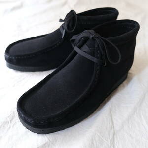 美品【 CLARKS ORIGINALS 】■ WALLABEE BOOT ■ クラークス ワラビー ブラック スエード ブーツ / 黒 / US8 26cm / 靴
