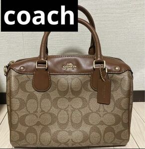 COACH 2way シグネチャー　 ミニボストン　ショルダーバッグ カバン　コーチ　ボストンバッグ　 ブラウン