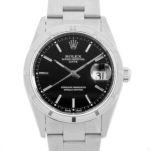 ロレックス オイスターパーペチュアル デイト 15210 ブラック バー P番 中古 メンズ 腕時計