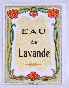 フランスアンティーク香水ラベル　EAU de Lavande １９３０年