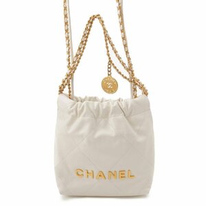 【シャネル】Chanel　シャネル22 レザー ミニ チェーンショルダー ハンドバッグ AS3980 ホワイト 【中古】【正規品保証】199867