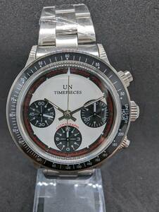 UN TIMEPIECES クロノグラフ 機械式 自動巻 手巻き ポールニューマン デイトナ オマージュ 7750 ムーブメント 防水 白 国内発送 難あり