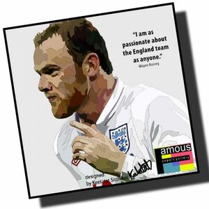 ウェイン・ルーニー デザイン4 イングランド代表 海外サッカーアートパネル 木製 壁掛け ポスター ポップアート