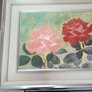 日本画　薔薇　作家物　61×52cm