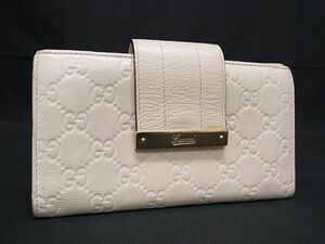 1円 GUCCI グッチ 181668 493075 グッチシマ レザー 二つ折り 長財布 ウォレット 小銭入れ 札入れ レディース アイボリー系 FA5396