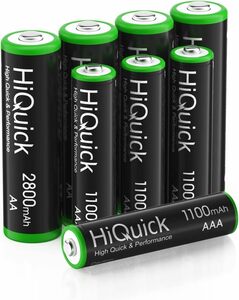 単三電池4本＋単四電池4本 HiQuick充電池 単3 単4 充電式ニッケル水素電池 単三*4本+単四*4本 大容量充電式電池 約