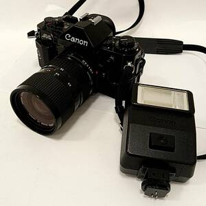 #0961 Canon キャノン A-1 一眼レフ レンズ FD 35-70mm 1:4 ZOOM LENS スピードライト 155A ケース付き 動作未確認 現状品 カメラ 中古 