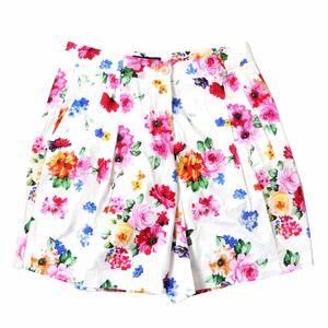 良品◎正規品 イタリア製 DOLCE＆GABBANA ドルチェ＆ガッバーナ レディース ショートパンツ ホワイト×マルチ 花柄プリント サイズ40