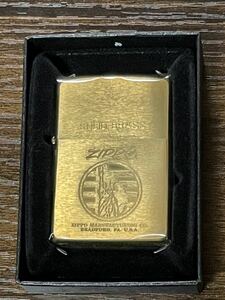 zippo 自由の女神 ゴールド 筆記体 GOLD SOLID BRASS 1995年製 年代物 ソリッドブラス ゴールドインナー 同年代 1995年製 ケース 保証書