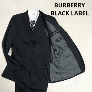 492 BURBERRY BLACK LABEL バーバリー ブラックレーベル セットアップスーツ スリーピース ブラック 40 Super 100