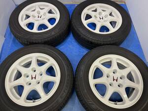 ■美品ホンダシビックEK9タイプR純正アルミホイール195/65R15ブリヂストンECOPIA NH100チャンピオンシップホワイト(インテグラDC2