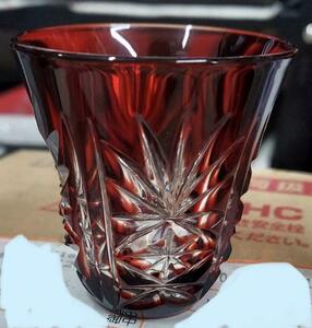 ●2-12●切子グラス　赤　レア　ショットサイズ