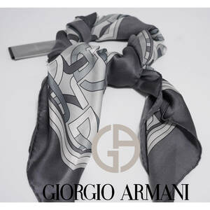 高級 エクゼクティブコレクション ジョルジオアルマーニ GIORGIO ARMANI スカーフタイ ネクタイ ロゴデザインモデル グレー ストール 