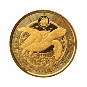 [保証書・カプセル付き] 2023年 (新品) ケイマン諸島「アカウミガメ」純金 1/10オンス 金貨