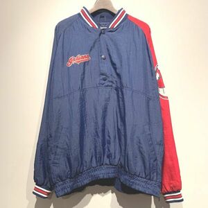90s スターター STARTER MLB Indians ナイロンプルオーバージャケット Nylon Pullover Jacket size XL /3565