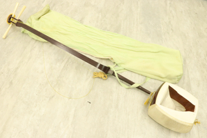 【K18刻印】三味線 綾彫 弦楽器 袋付き 楽器 綾杉胴 005IDQIB60