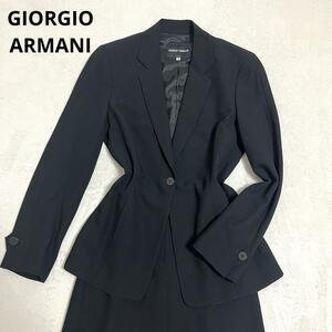 461 GIORGIO ARMANI ジョルジオ アルマーニ スカートスーツ ブラック 42 キュプラ