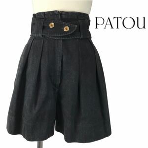 j84 PATOU パトゥ デニム キュロット ショートパンツ ブラックデニム 34 ボトムス パンツ コットン 100% 21AA4-TR014-81 正規品