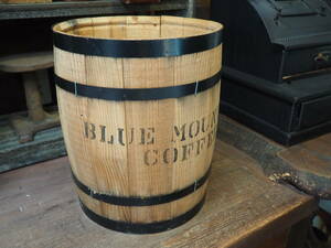 【blue mountain木製コーヒー豆樽】古道具アンティーク骨董インテリア植木鉢カバー傘立てインダストリアルカフェbarガーデニング