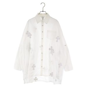 CHROME HEARTS クロムハーツ Mahal Kita Shirt/マハルキタシャツ クロスパッチ付きオーバーサイズ長袖シャツ ホワイト