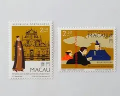 外国切手　マカオ　ルイス・フロイス没後400年記念　2種