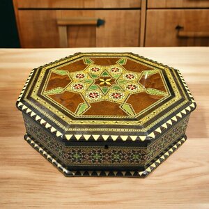 【FU10】スペイン製 グラナダ 寄木細工 アラブ ジュエリーボックス 小物入れ アンティーク