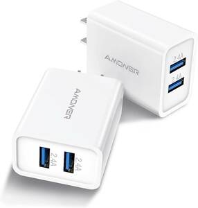 2個セット USB 充電器 2ポート ACアダプター USB コンセント 24W スマホ 充電器 2台同時充電可能 急速充電 コンパクト 携帯充電器