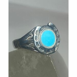 超希少!Navajo Vintage 1940’s Turquoise Silver Horseshoe Ring USA ZUNIナバホビンテージターコイズシルバーホースシューリング 11号