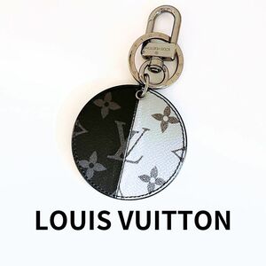 【美品】LOUIS VUITTON ルイ ヴィトン ポルトクレ モノグラム スプリット MP1962 キーホルダー チャーム ブルー ブラック シルバー レザー