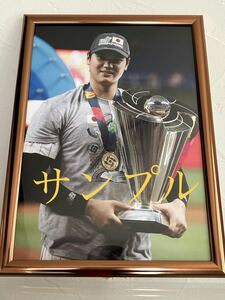 大谷翔平　A4写真 WBC2023優勝&MVP 金メダルに優勝トロフィー 他にも多数出品してますので是非ご覧下さい。フレームピンクゴールド