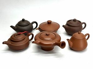 中国 古玩 朱泥 常滑焼 宝瓶 急須 六点まとめて 煎茶器 煎茶道具