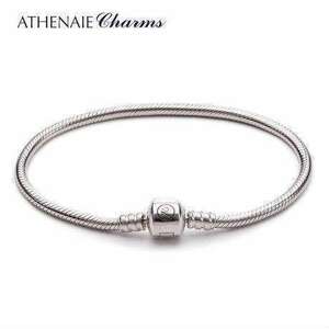 ATHENAIE パンドラ適合 ブレスレット スネークチェーン シルバー925 定番クラスプ 925 Silver CZ Paved Bracelet Fit Pandora