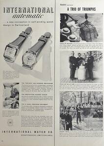 稀少・時計広告！1950年代IWC 時計広告/International Watch Co./Automatic/W