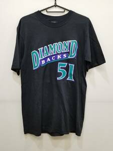 MLB アリゾナ・ダイヤモンドバックス ランディ・ジョンソン　半袖Tシャツ 黒　サイズM　メンズ　01　