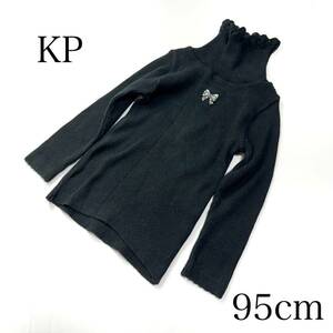 美品　KP ニットプランナー　95cm タートルネック　リブニット　ブラック　黒　リボン　ロゴ刺繍