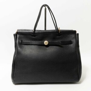 【1円スタート】MG cuir エムジー キュイール イタリア製 レザーバッグ ハンドバッグ トートバッグ 婦人鞄 ブラック 黒 マグネット開閉