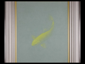 小山茂 日本画10号「黄金鯉」額装 共シール 錦鯉 細密描写 写実リアリズム画家