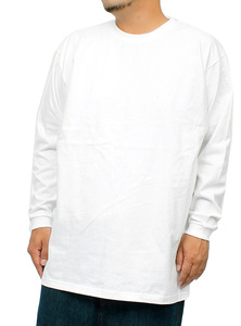 【新品】 L ホワイト 長袖Tシャツ メンズ スーパー ヘビーウェイト 厚手 7.4オンス 無地 クルーネック カットソー