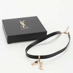 1円■極美品■イヴ サンローラン■YSL LIBRE チョーカー ブレスレット 2WAY アクセサリー ゴールド ロゴ ブラック レディース EHM W6-10